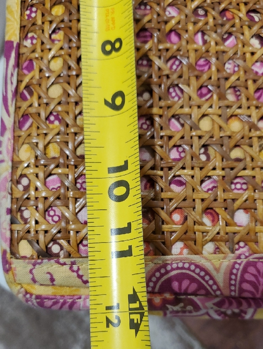 Vera Bradley Woven Rattan Tote with Pink & Yellow Paisley Trim - Picture 12 of 16